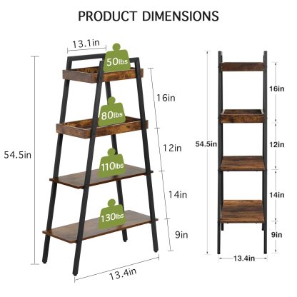4-Shelf Bookcase with Steel A-Frame - Image 2