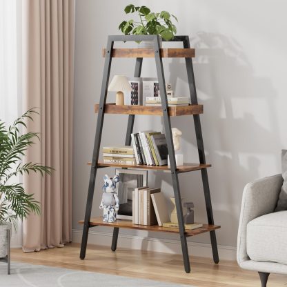 4-Shelf Bookcase with Steel A-Frame - Image 4