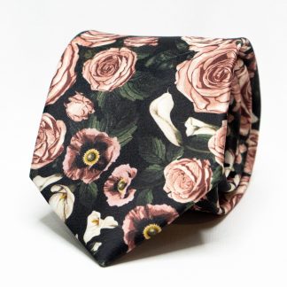 Men's Black Daisy Tie