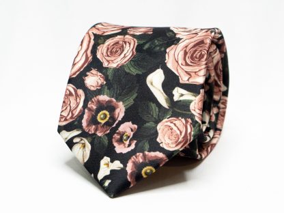 Men's Black Daisy Tie