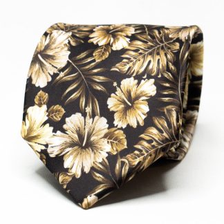 Tan and Black Floral Tie