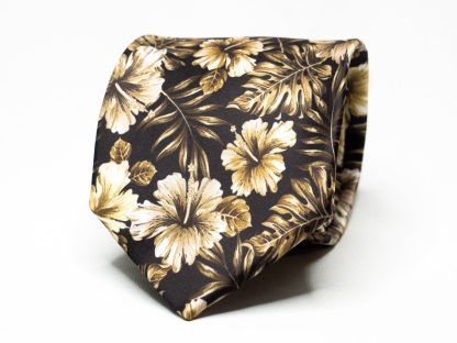 Tan and Black Floral Tie
