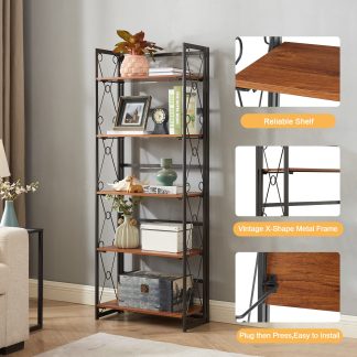 5-layer bookcase foldable and easy to assemble