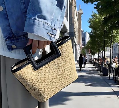 Women's Casual Rattan Tote Bag - Image 2