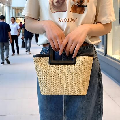 Women's Casual Rattan Tote Bag - Image 3