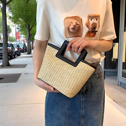 Women's Casual Rattan Tote Bag - Image 4