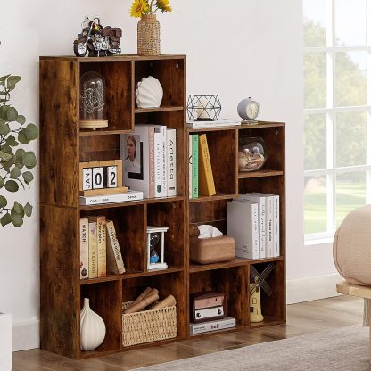 8-compartment wooden storage bookcase set - Image 2
