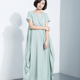 Asymmetric cotton and linen dress