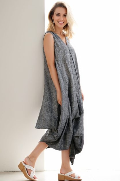 Asymmetric women's grey dress - Image 2