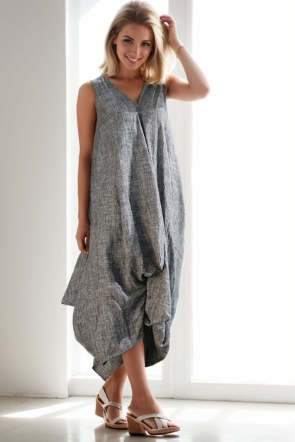 Asymmetric women's grey dress - Image 6