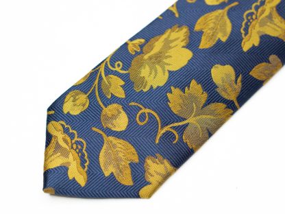 Navy and Gold Floral Tie - Image 5