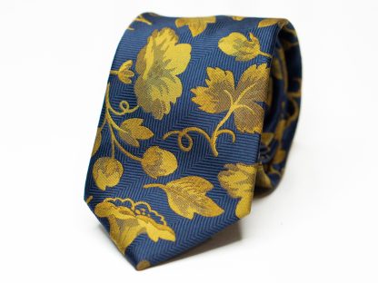 Navy and Gold Floral Tie