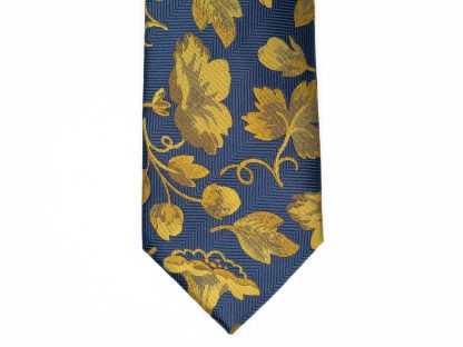 Navy and Gold Floral Tie - Image 3