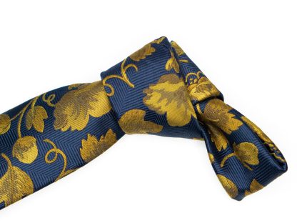 Navy and Gold Floral Tie - Image 2