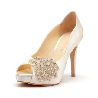 Beaded rhinestones embellished wedding high heels