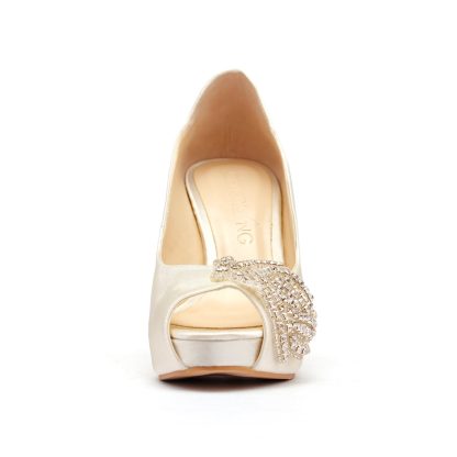 Beaded rhinestones embellished wedding high heels - Image 2