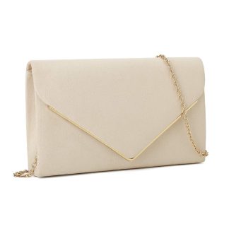 Beige Evening Bag with Metal Trim