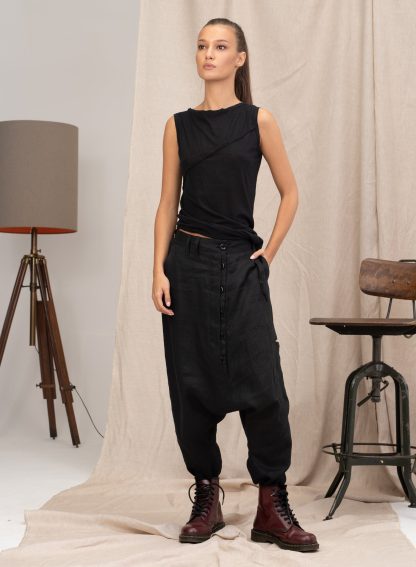 Black Asymmetric Fine Knit Blouse - Image 3