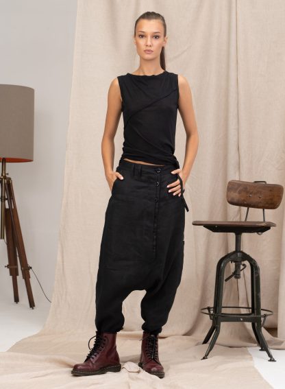 Black Asymmetric Fine Knit Blouse