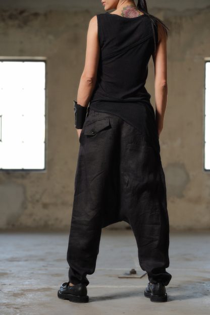 Black Asymmetric Fine Knit Blouse - Image 2