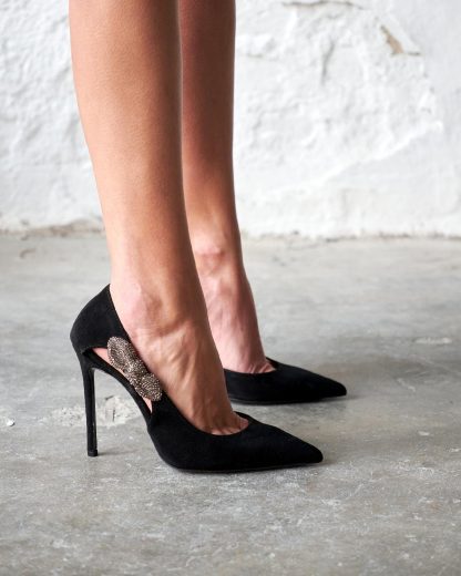 Black and purple suede high heels - Image 4