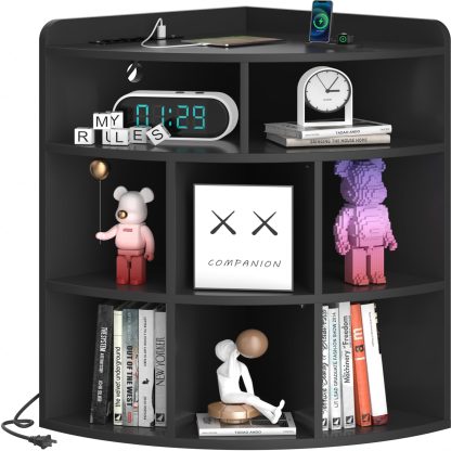 Black corner cabinet with charging station - Image 4