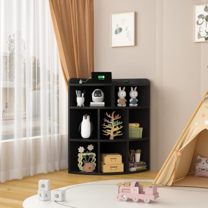 Black corner cabinet with charging station - Image 3