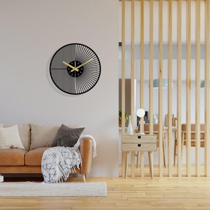 Black metal wall clock - Image 3