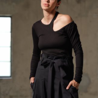 Black off-the-shoulder shirt