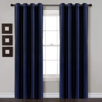 Blackout Faux Silk Navy Blue Curtain Fabric