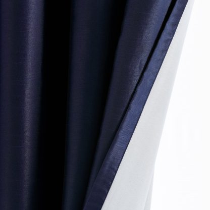 Blackout Faux Silk Navy Blue Curtain Fabric - Image 4