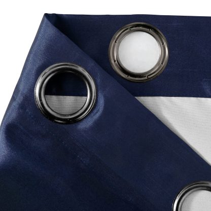Blackout Faux Silk Navy Blue Curtain Fabric - Image 5
