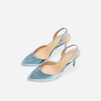 Blue pleated high heels