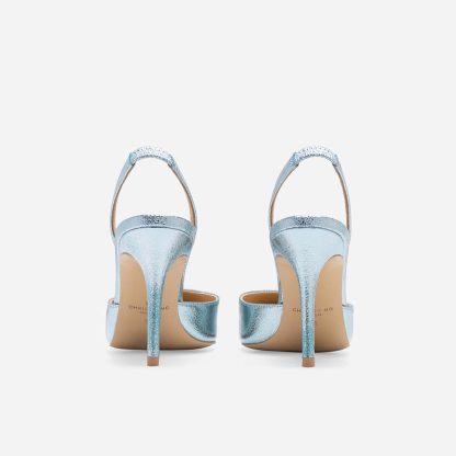 Blue pleated high heels - Image 2