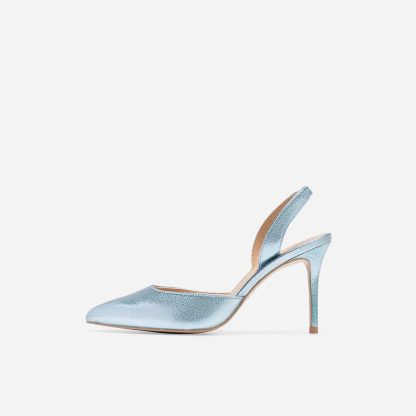 Blue pleated high heels - Image 4