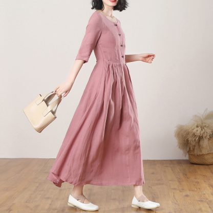 Breathable Lounge Linen Dress - Image 6