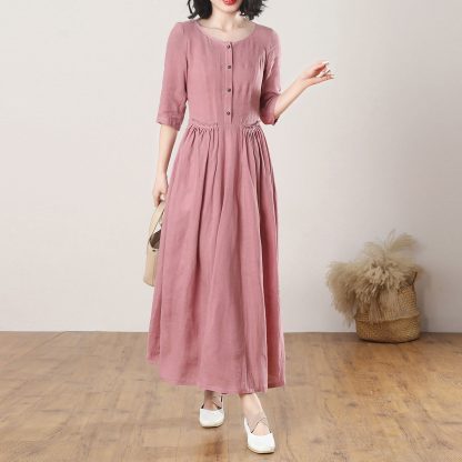 Breathable Lounge Linen Dress - Image 4