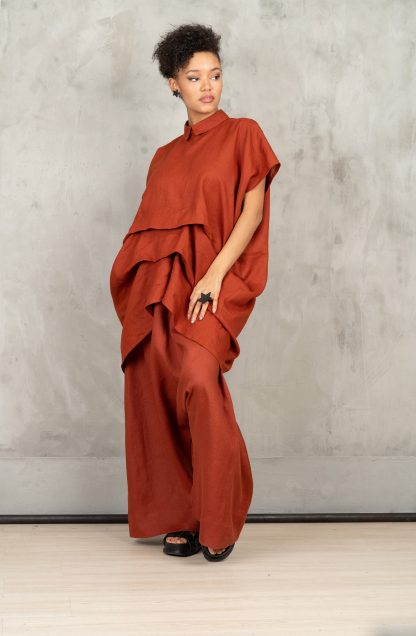 Brick Red Linen Tunic