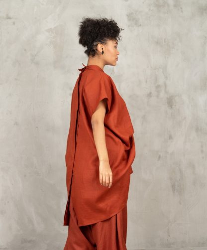 Brick Red Linen Tunic - Image 4