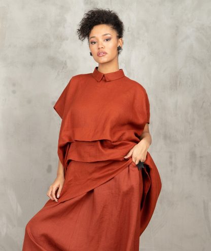 Brick Red Linen Tunic - Image 3