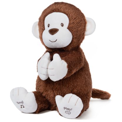 Brown Clapping Monkey Plush Stuffed Toy - Image 5