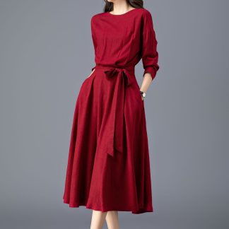 Burgundy midi dress