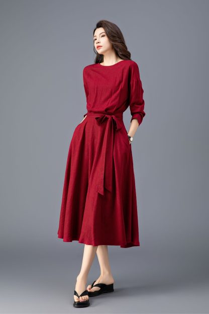 Burgundy midi dress