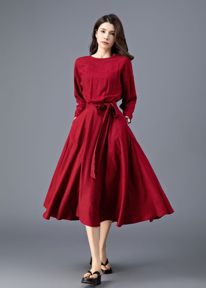 Burgundy midi dress - Image 6