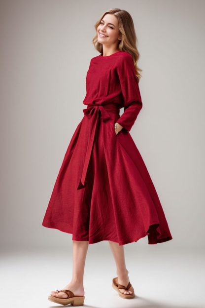 Burgundy midi dress - Image 4