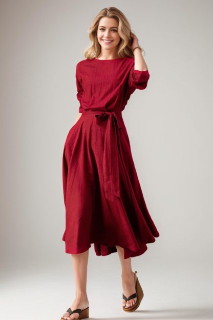 Burgundy midi dress - Image 3