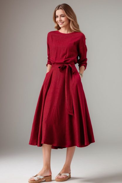 Burgundy midi dress - Image 2