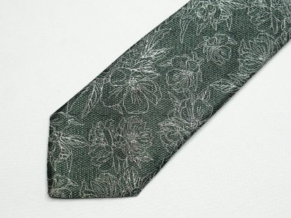 Mens Blush Green Floral Tie - Image 2