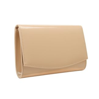 Charming Tailor Patent Leather Flap Nude Clutch