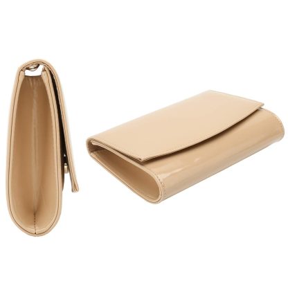 Charming Tailor Patent Leather Flap Nude Clutch - Image 4